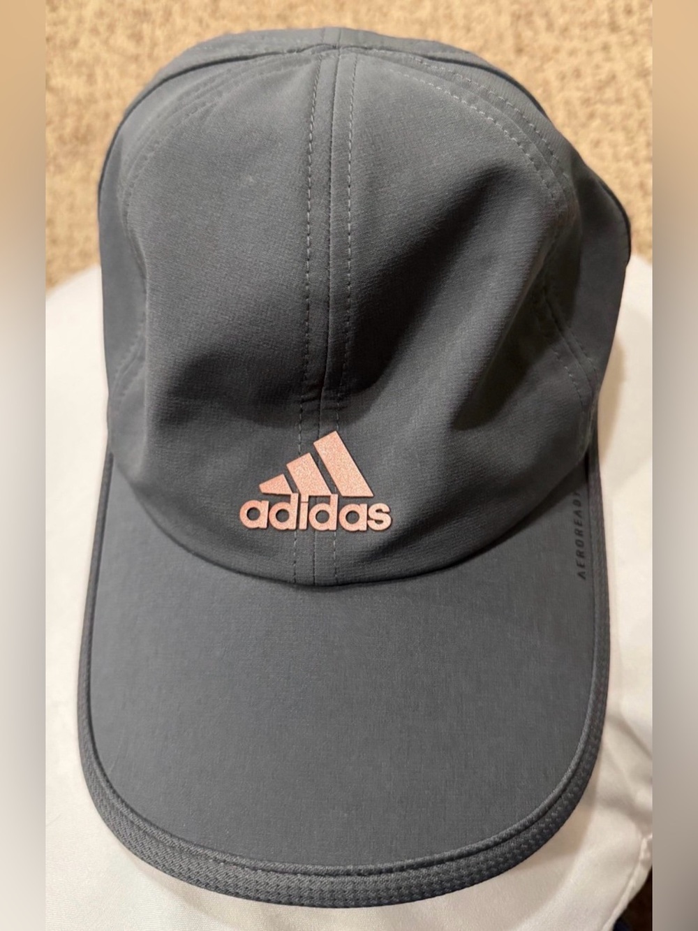 Women’s Gray and Pink A.D.I.D.A.S Hat Baseball Cap Velcro Closure